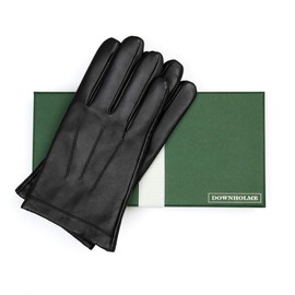 Downholme Vegan Leather Gloves for Men (Black, XL)