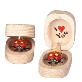 Set of Love bug in Box Novelty Gift - Bugs Legs Wiggle So it Looks Alive - Wooden Hinged Box Nut Ladybug Beetle (Random Colors) (Bulk - Set 12 Bug Boxes (1 Dozen))