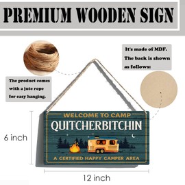 Camping Sign Camper Decor RV Sign Funny Camping Signs For Campsite RV Wall Decor Welcome To Our Camp Sign Camping Accessories For Campers Rv Decorations For Inside Wooden Camping Sign