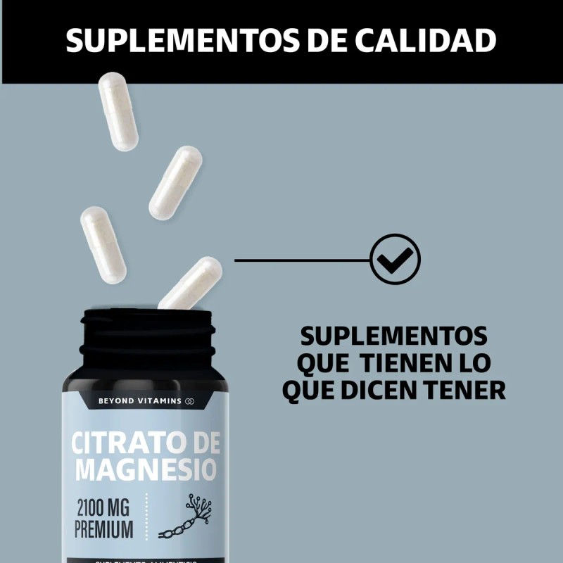 Citrato De Magnesio 2100mg - 100% Puro - 180 Cápsulas