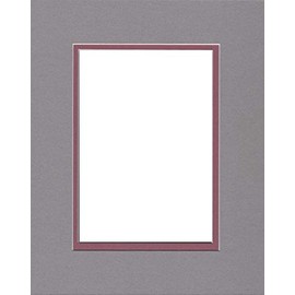 Pack of (2) 18x24 Double Acid Free White Core Picture Mats Cut for 12x18 Pictures in Ocean Grey and Mauve