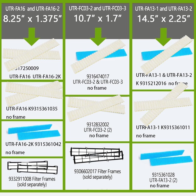 UDBNGOYG 4-Pack Replacement Filter Compatible with Fujitsu General UTR-FA16 K9315361035