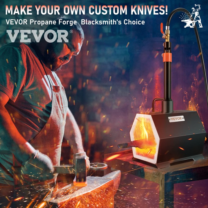 VEVOR Propane Forge Portable, Single Burner 2600°F Metal and Knife