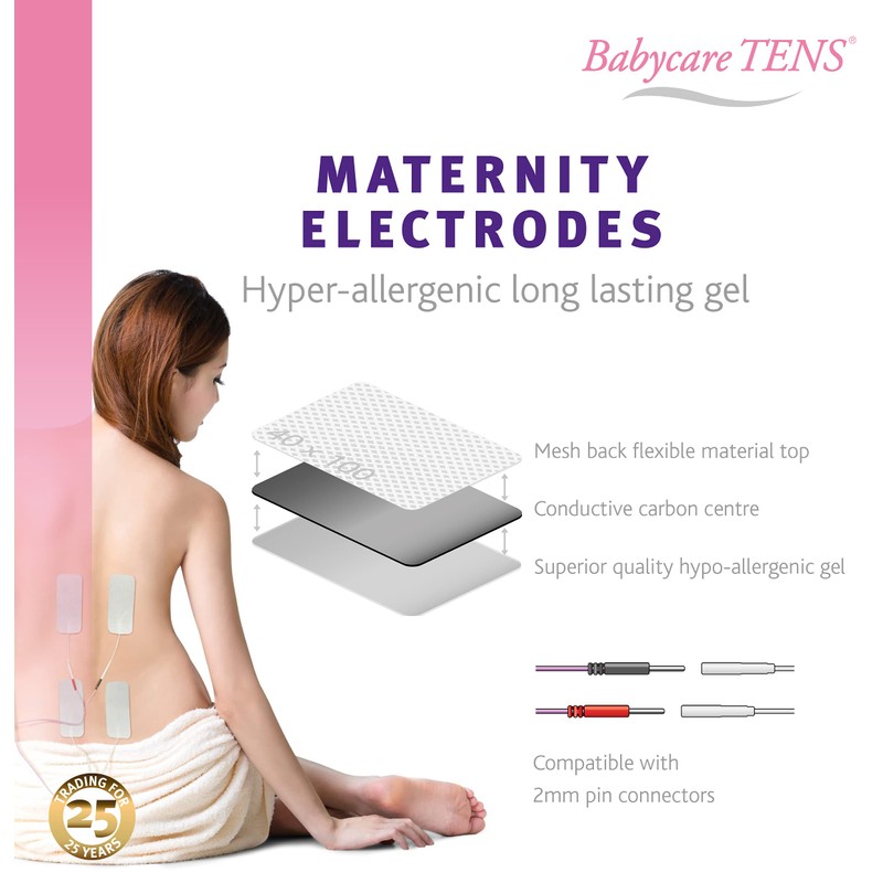 Babycare TENS Replacement TENS electrodes 40x100mm pk4 - Maternity/Labour TENS