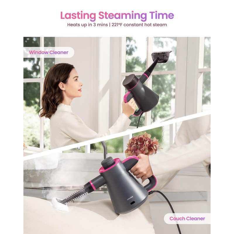 Schenley Portable Handheld Steam Cleaner, High-Pressure Design with Versatile Multi-Surface