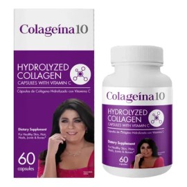 Colageina 10 Cápsulas De Colágeno Hidrolizado Con Vitamina C                                                                                          
