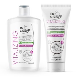 FARMASI Dr. C. Tuna Vitalizing Garlic Shampoo and Hair Mask - Natural Treatment for Hair Growth, Prevents Loss, Stimulates Growth with Capixyl