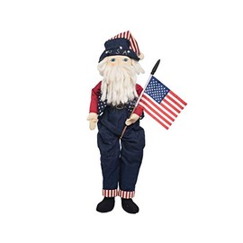 GALLERIE II 6" Old Glory Santa Patriotic Figurine 4th of July Independence Day Memorial Day Americana Decoration Festive U.S.A. Collectible Statue for Home and Tabletop Display Red White Blue