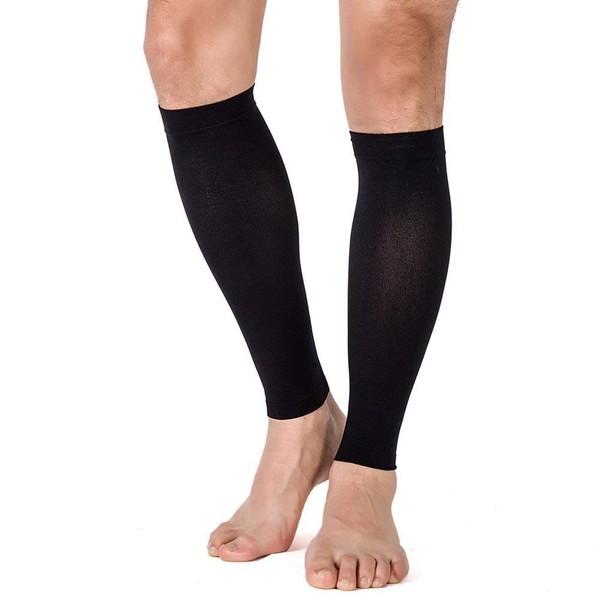 TOFLY® Calf Compression Sleeve for Men & Women, 1 Pair, Footless Compression Socks 20-30mmHg for Leg Support, Shin Splint, Pain Relief, Swelling, Varicose Veins, Maternity, Nursing, Travel, Black 3XL