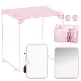 Svartur Svartur Pink Locker Accessories with Locker Shelf, Magnetic Mirror, Magnetic Pen Holder, Magnetic Small Whiteboard, Back to School Essentials Locker Decorations, 7 Piece Locker Organizer for Work