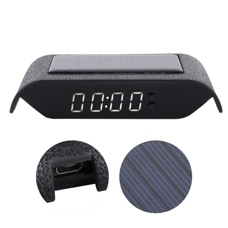 Car Digital Clock Auto Truck Solar Powered Time Date Temperature