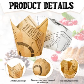 Arlent 300 unidades de forros de tulipán para magdalenas, para hornear, magdalenas, envolturas de tulipán, a prueba de grasa, para fiestas, bodas, cumpleaños, baby shower, estilo retro