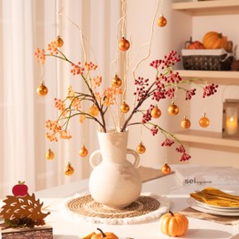 Valery Madelyn Autumn Decoration Baubles, Christmas Baubles, 49 Pieces, 3 cm, Shatterproof Christmas Tree Baubles, Christmas Tree Decoration with Hanger, Orange