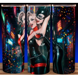 Unbranded Glow in the Dark Harley Quinn and Catwoman Celebration Cup Mug Tumbler 20oz