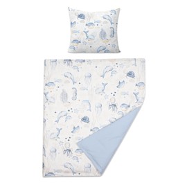 Baby Comfort 2 Piece Duvet Cover & Pillowcase 80x70 cm Set for Crib, Cradle or Pram (Ocean)
