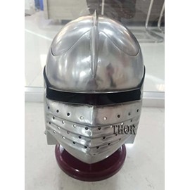 THOR INSTRUMENTS Viking Helmet For Party Costumes Medieval Knight Armor Crusader Templar Helmet With Stand Sca Larp Warrior Costumes Comfortable