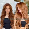 Auburn Wig with Bangs Long Wavy Copper Red Layered Wig