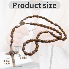 Rosary Beads for Catholic Men - Elegant Wooden Prayer Beads with Crucifix - Traditional Handheld Catholic Rosary Necklace for Daily Prayer, Meditation, Gifts, Church