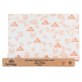 Zenlogy Reusable Beeswax Food Storage Wrap, Eco Friendly Alternative, Sustainable Organic Cut to Size Cotton Beeswax Wraps, 1 Roll, 13in x 55in (33cm x 140cm)
