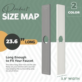 Faucet Mat for Kitchen Sink, Extra Long 23.6" Sink Splash Guard, Super Absorbent Quick Drying Kitchen Sink Splash Guard Anti-slip & Durable Diatomite Stone Sink Tray—Prevents Moisture Buildup. Gray