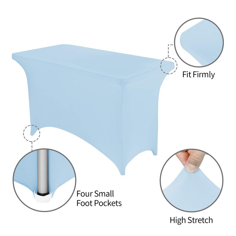 Peomeise 4FT Spandex Table Cover Rectangular Stretch Spandex Tablecloth (Blue