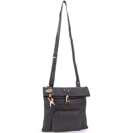 Catwalk Collection Handbags - Women's Leather Anti Theft Cross Body Bag - Small Messenger Bag - Adjustable Shoulder Strap - DISPATCH - Black