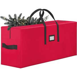 Christmas Tree Storage Bag, Fits Up to 9 FT Tall Artificial Disassembled Trees, Large Heavy Duty Storage Container with Handles, 65"x15"x30” Red