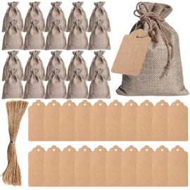 DKDDSSS 20 Pcs Hessian Bags, Drawstring Bags Burlap Bag Small Drawstring Bag Gift Bag Resusable Sack Burlap Drawstring Wedding Favour Fabric Gift Bags, 13 X 18 cm