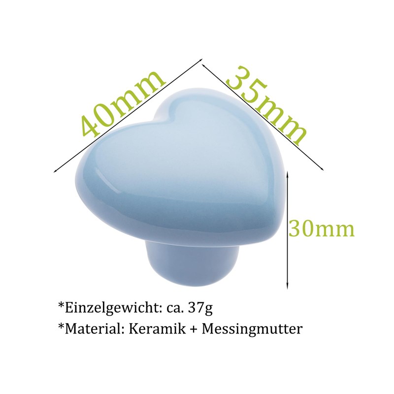NAKUPENDA Pack of 6 Furniture Knobs Heart Shape Ceramic Cabinet