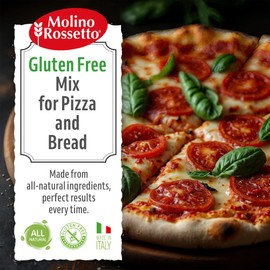 Molino Rossetto Gluten Free Pizza Dough Mix with Active Dry Yeast – Healthy Pizza Crust or Bread Dough, Vegan, Italian Gluten Free Flour Blend, Perfect for GF Baking, Celiac-Friendly – 17.64 oz