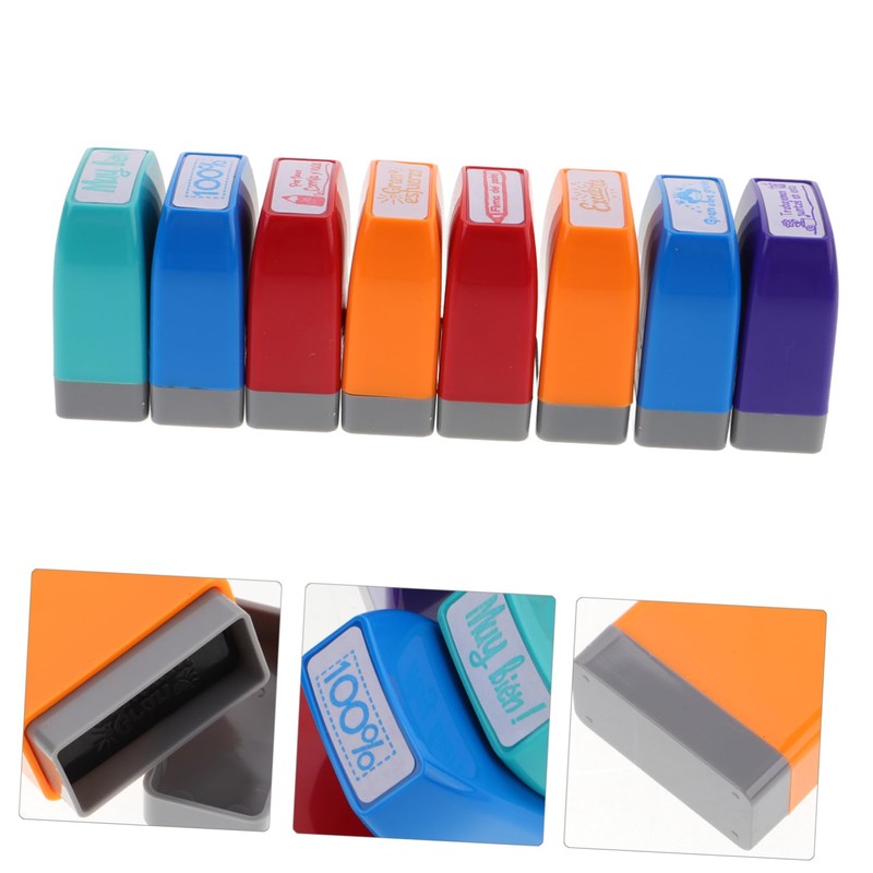 FUNOMOCYA 8pcs Colorful Teacher Stamp Grading Classroom Essentials to Boost