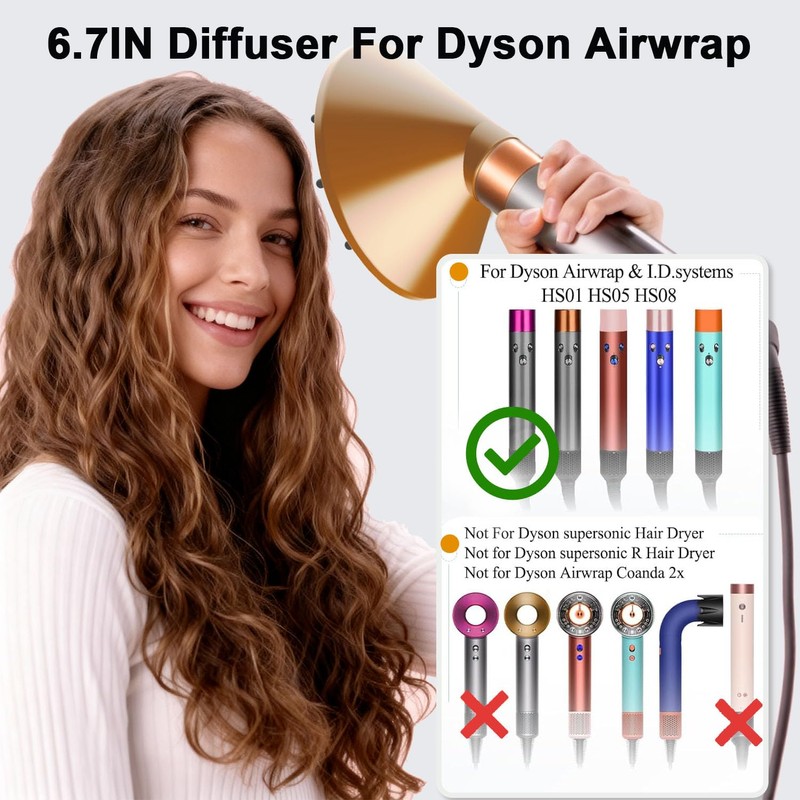 Upgraded Large Diffuser for Dyson Airwrap Multi-Styler HS01 HS05 HS08,6.7IN