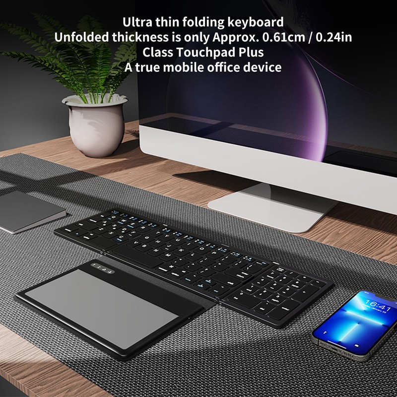 Foldable Bluetooth Keyboard Low Latency Bluetooth 5.1 Full Size Keyboard