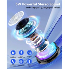 gebra Magnetic Bluetooth Speaker Cell Phone Stand Speaker Waterproof 8H Playtime Bluetooth 5.3 Multi-Color LED Lights Portable for Outdoor Gym Travel for Music Lovers