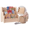 Kids Bookshelf Storage 3-Tier Scalloped Wooden Book Case for Kids
