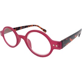 Incredible Bargains The Poppy, Plastic Round Style Reading Glasses + 1.50 Pink and Tortoise