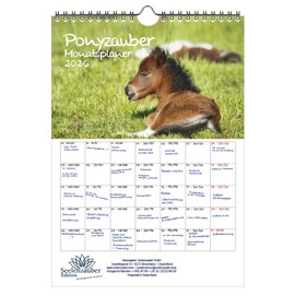 Ponyzauber Planner DIN A4 Calendar for 2026 Pony and Foal Gift Set Contents: 1 x Calendar, 1 x Christmas Pendant, 1 x Greeting Tag (Total 3 Pieces)