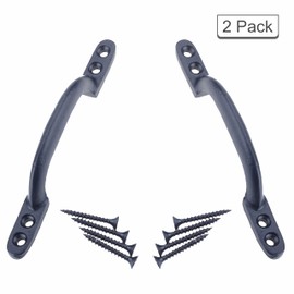 SUL Black Cast Iron Hot Bed Handles with Screw for Indoor or Outdoor Use, Black Japanned D Handle Gate Handle for Garden Gates, Shed Doors - 150mm Hot Bed Handle 2pk