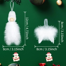 Becellen Pack of 10 Angel Wings Christmas, White Angel Feathers, Christmas Tree Decoration, Angel Christmas Decoration, Feather Wings Pendant for Christmas Tree Decoration
