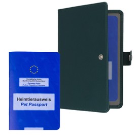 kwmobile Vaccination Certificate Cover for Animals - Protective Cover for EU Pet ID - Pet Vaccination Card Cover Faux Leather - Compatible with German Vaccination Card for Animals, petrol, Modern