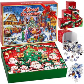 Advent Calendar 2024 Christmas Puzzle for Kids and Adults 24 Days Countdown Calendars 1008 Pieces Santa Claus Street Scene Christmas Jigsaw Puzzles for Christmas Gifts Decorations Boys Girls
