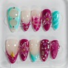 Handmade Press on Nails Almond Medium 3D Floral French Tip