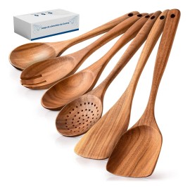 Juego De Palas Y Cucharas De Madera Para Cocina Café