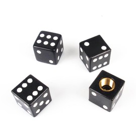 4pcs Car Tire Valve Aluminum Alloy Dice Valve Cap Dust Cover Dust Cap Valve Core Cover Suitable for Car/Truck/Off-Road Car/Motorcycle/Bicycle (Black)
