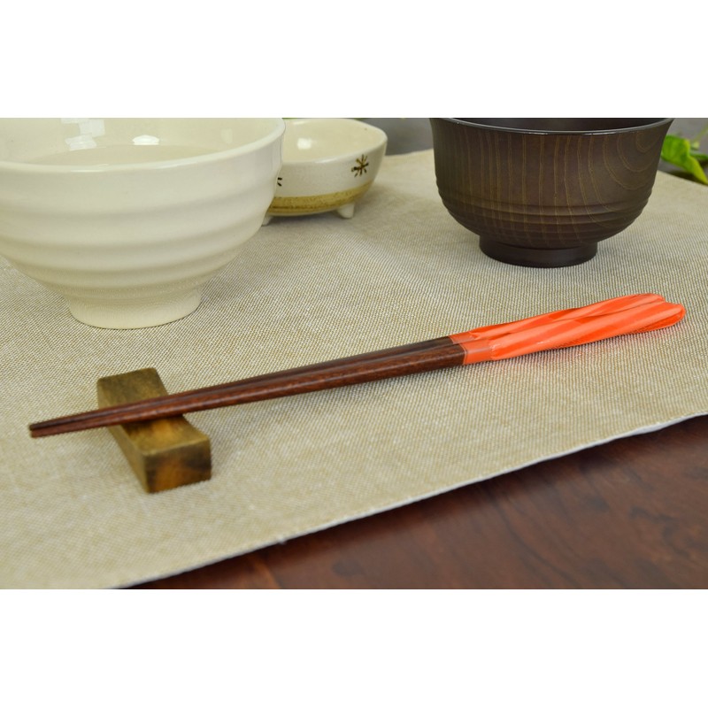 Aoba Chopsticks Natural Wood, Candelabra Thread, Orange, 9.1 inches (23