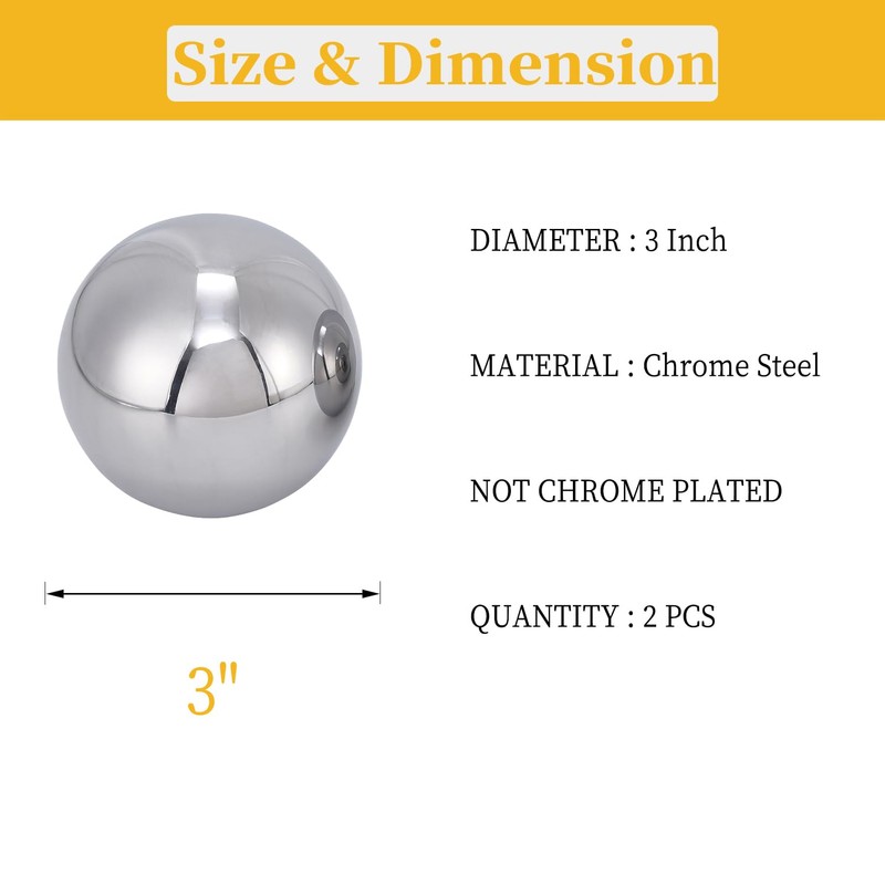 Two Large 3" Inch Diameter Hardened Chrome Solid Steel Bearing