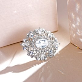 EVER FAITH Women's Austrian Crystal Wedding Banquet Vintage Style Hollow Out Flower Pin Vintage Brooch Pins Clothing Jewelry, Crystal