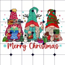 Handmade Sublimation Print Merry Christmas Gnomes Ready to Press Heat Transfer