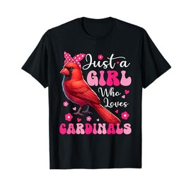 A Girl Loves Cardinal Birds Cute Bird Bow Tie Costume Women T-Shirt