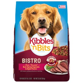 Kibbles 'n Bits Bistro Dry Dog Food, Oven Roasted Beef, Spring Vegetable & Apple Flavors for Adult Dogs, 3.5 lb. Bag (Pack of 4)